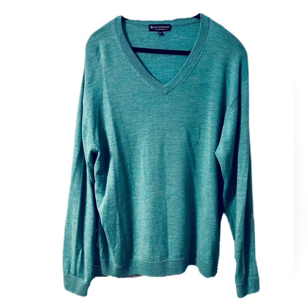 Hart Schaffer Marx XL 100% Wool Sweater - Teal - Like New!